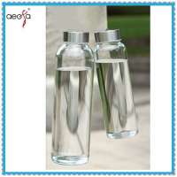 Hot selling borosilicate sport clear glass water bottle with screw cap